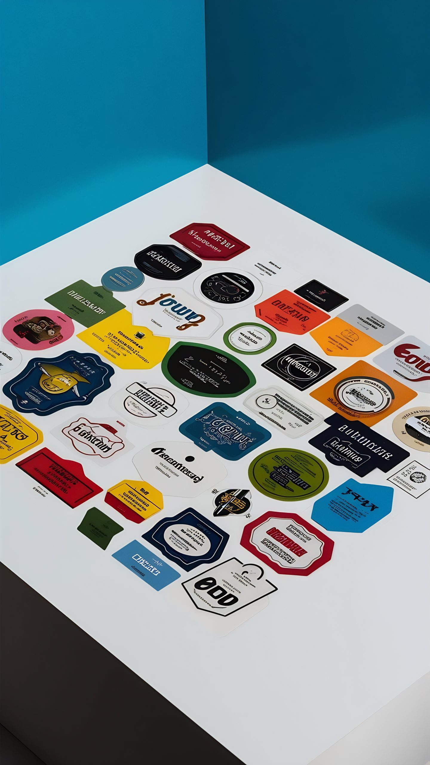 close-up-bunch-different-colored-labels-white-background